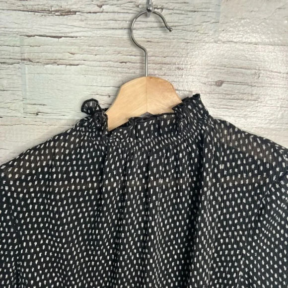The fifth label polka dot sheer long sleeve blouse  black white size small - Picture 7 of 8